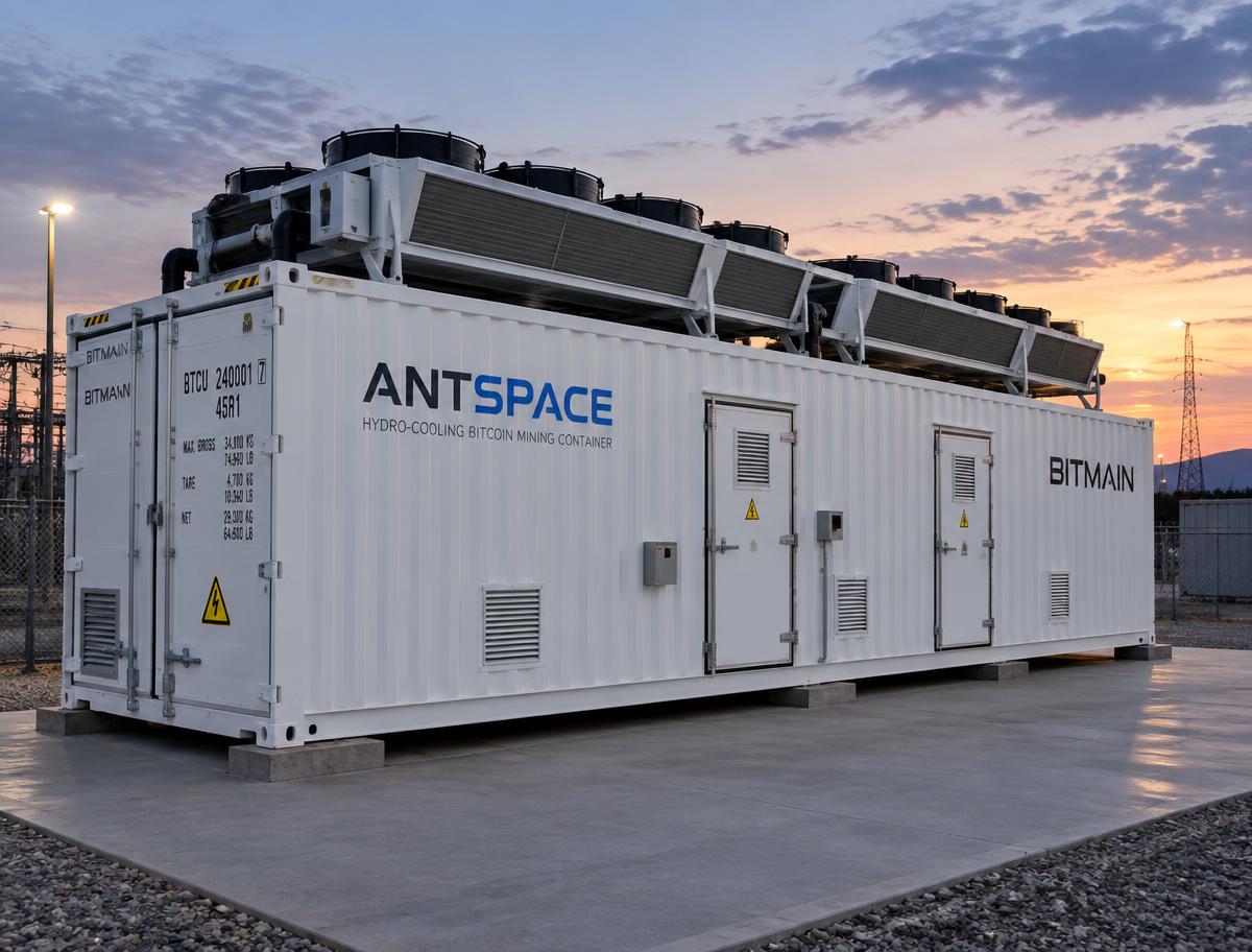 Bitmain Antspace HD5 hydro-cooled Bitcoin mining container